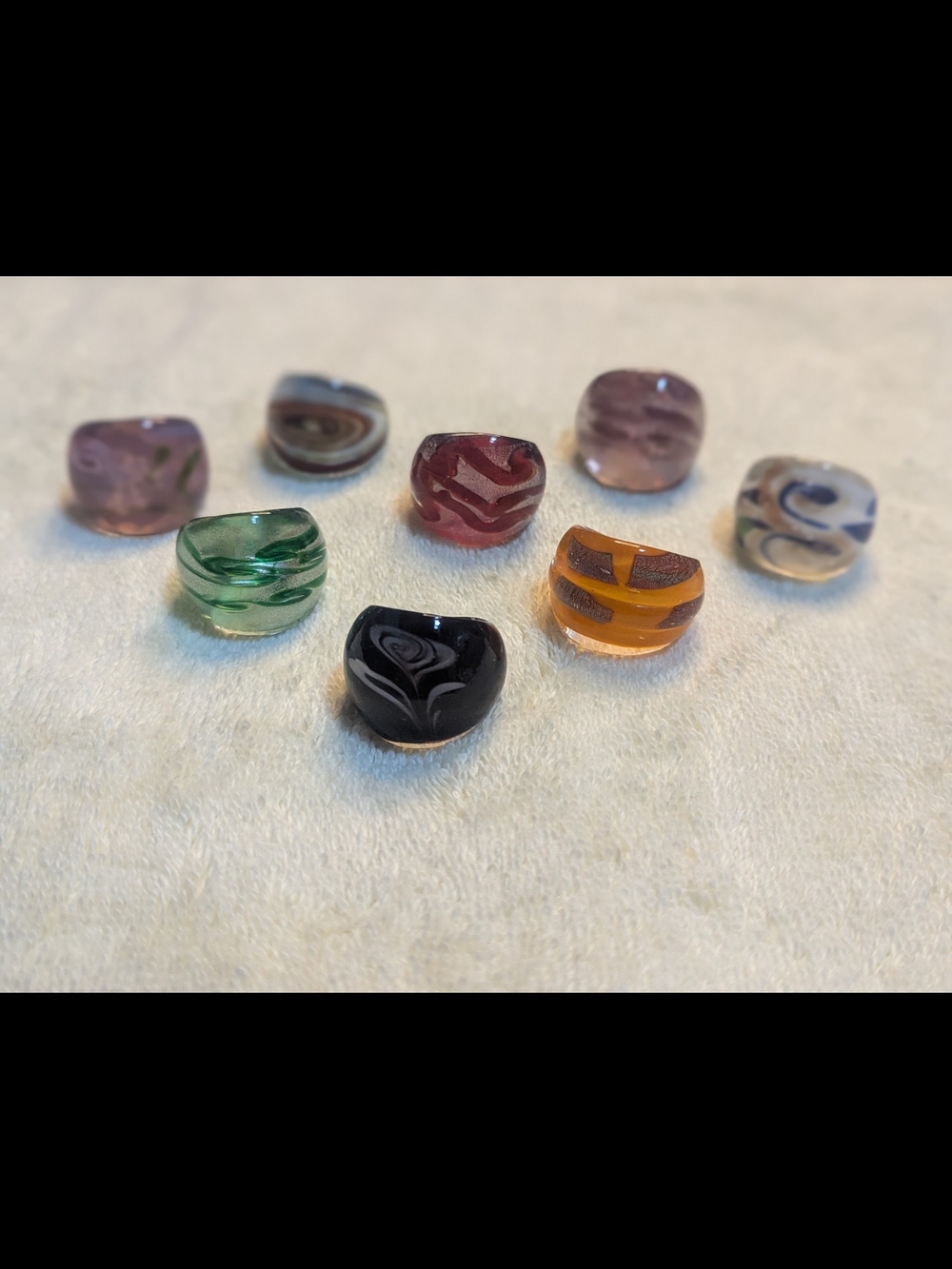 Handmade Glass Vintage Style Ring Bundle